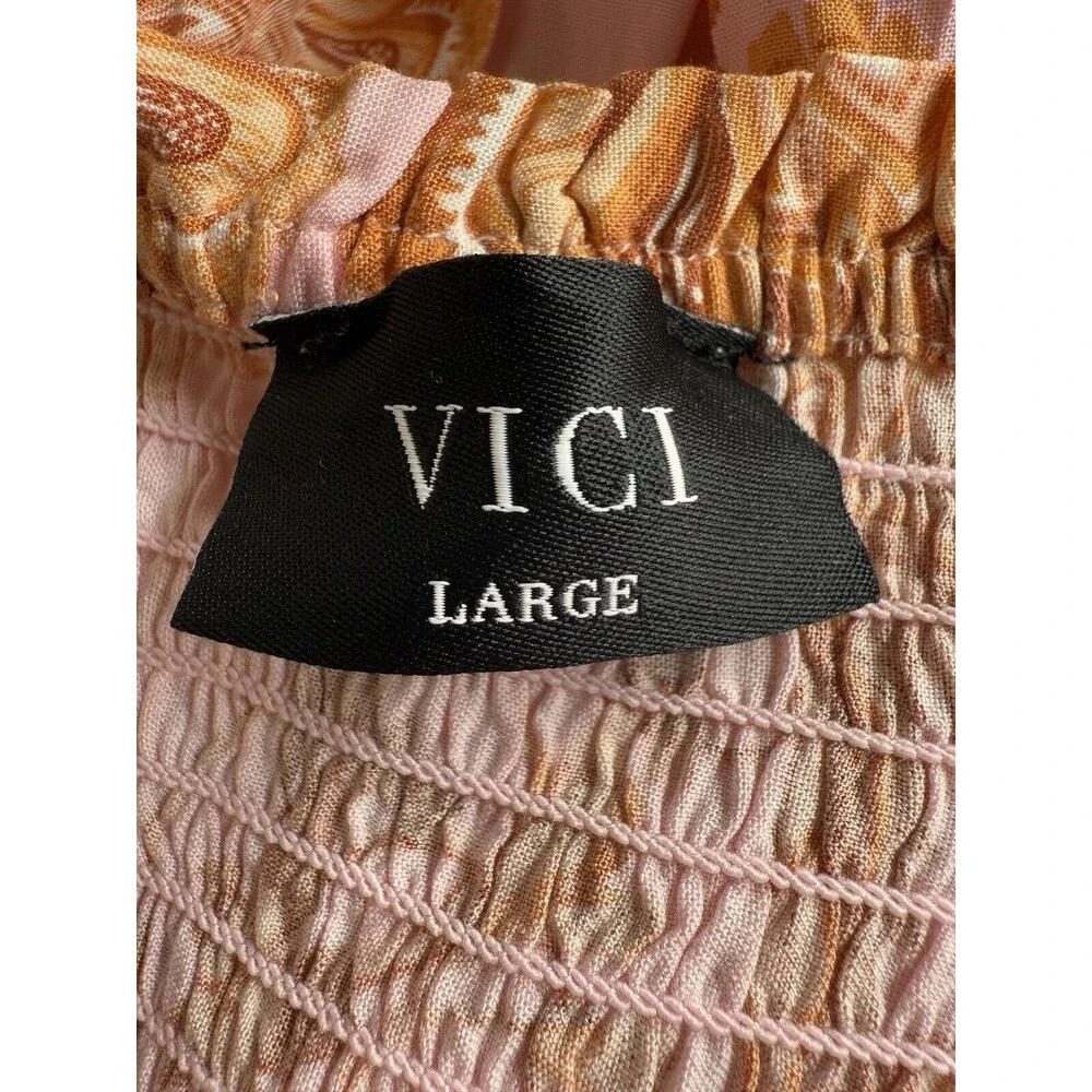 Vici Pink and Orange Pleated Midi Sundress - Picture 5 of 7